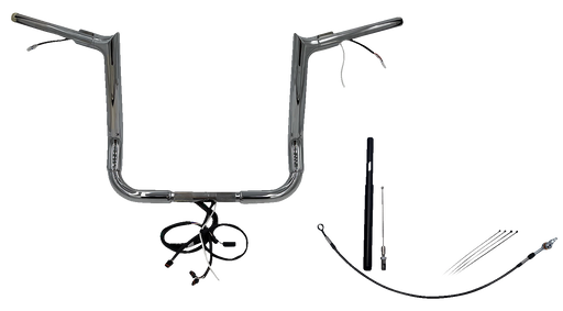 FAT BAGGERS INC. EZ Install Wired 1-1/2" Pointed Top Handlebar Kit - 14" - Chrome 812014