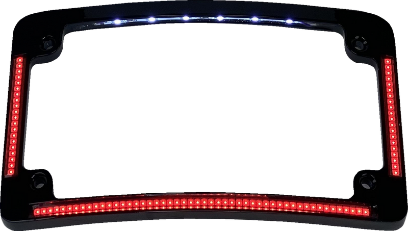 CUSTOM DYNAMICS Radius License Plate Frame with Auxiliary Red LEDs and Tag Illumination - Gloss Black