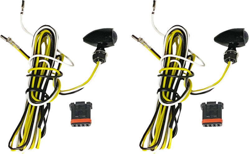 CUSTOM DYNAMICS Black Micro Bullet V2 LED Turn Signals - Amber/White