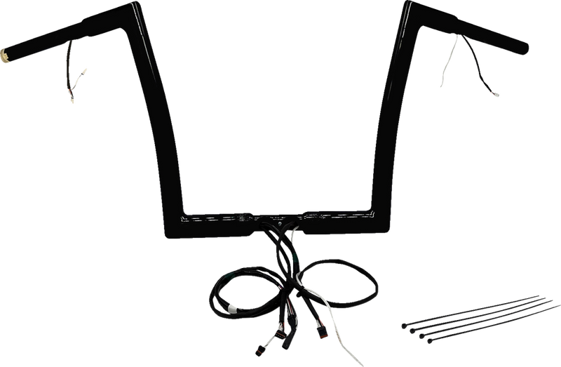 FAT BAGGERS INC. EZ Install Wired 1-1/4" Flat Top Handlebar Kit - 12" - Black 701912-B
