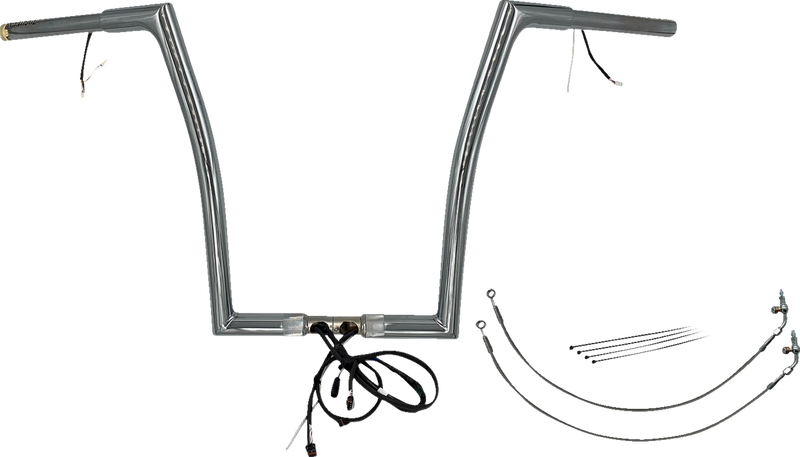 FAT BAGGERS INC. EZ Install Wired 1-1/4" Flat Top Handlebar Kit - 16" - Chrome 702916
