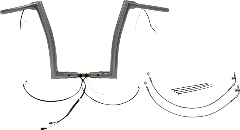 FAT BAGGERS INC. EZ Install Wired 1-1/2" Flat Top Handlebar Kit - 14" - Chrome 601314