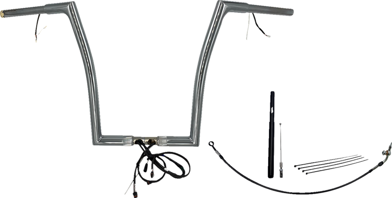 FAT BAGGERS INC. EZ Install Wired 1-1/4" Flat Top Handlebar Kit - 16" - Chrome 712916