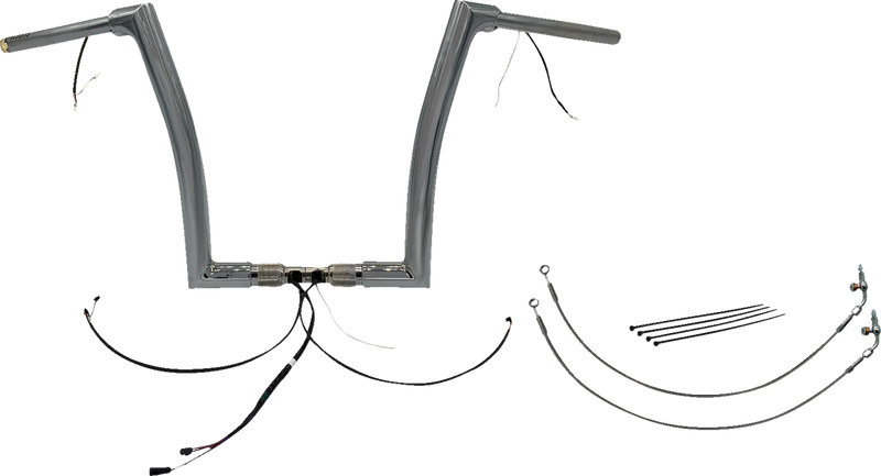 FAT BAGGERS INC. EZ Install Wired 1-1/2" Flat Top Handlebar Kit - 14" - Chrome 602314