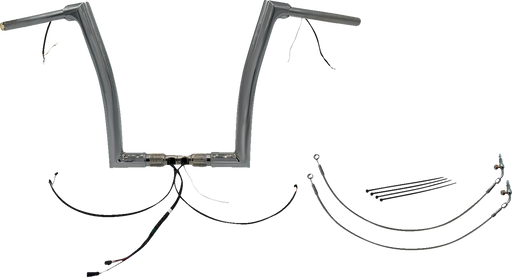 FAT BAGGERS INC. EZ Install Wired 1-1/2" Flat Top Handlebar Kit - 14" - Chrome 602314