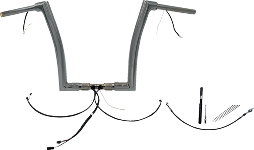 FAT BAGGERS INC. EZ Install Wired 1-1/2" Flat Top Handlebar Kit - 14" - Chrome 612914