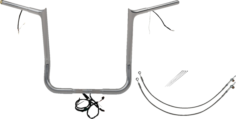 FAT BAGGERS INC. EZ Install Wired 1-1/4" Pointed Top Handlebar Kit - 16" - Chrome 901216