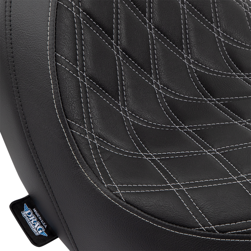 DRAG SPECIALTIES Predator Double Diamond Silver Stitch Vinyl Seat - Black - Softail '18-'23