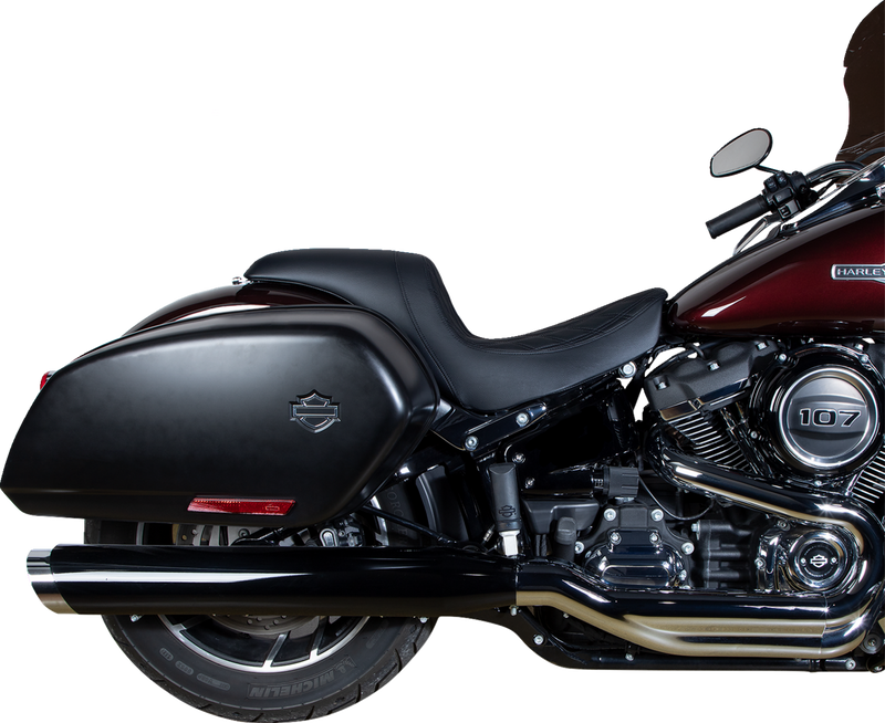 DRAG SPECIALTIES Predator Double Diamond Black Stitch Vinyl Seat - Black - Softail '18-'23