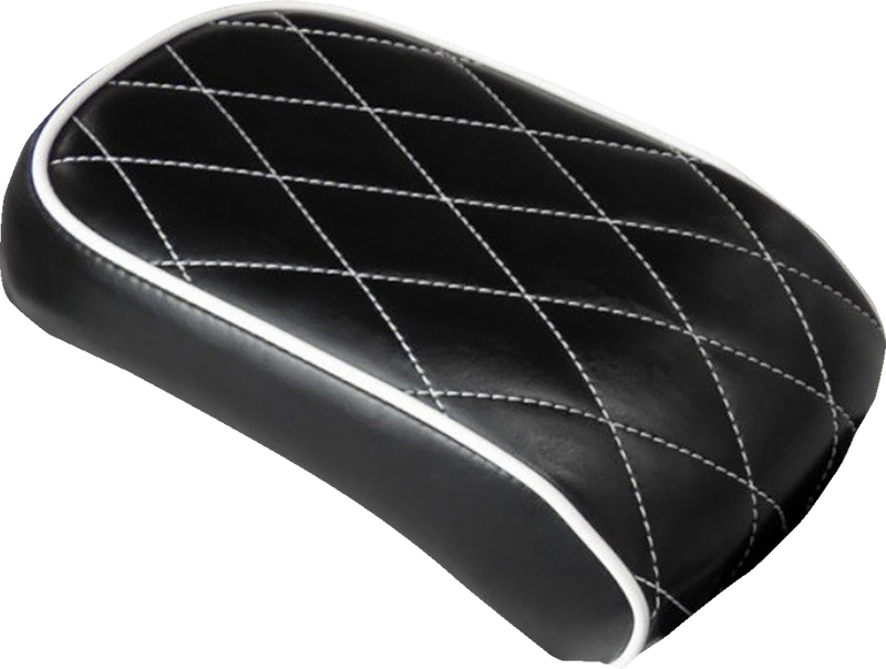 LE PERA Bare Bones Pillion Pad - Diamond - Black w/ White Stitch - Softail '08-'17