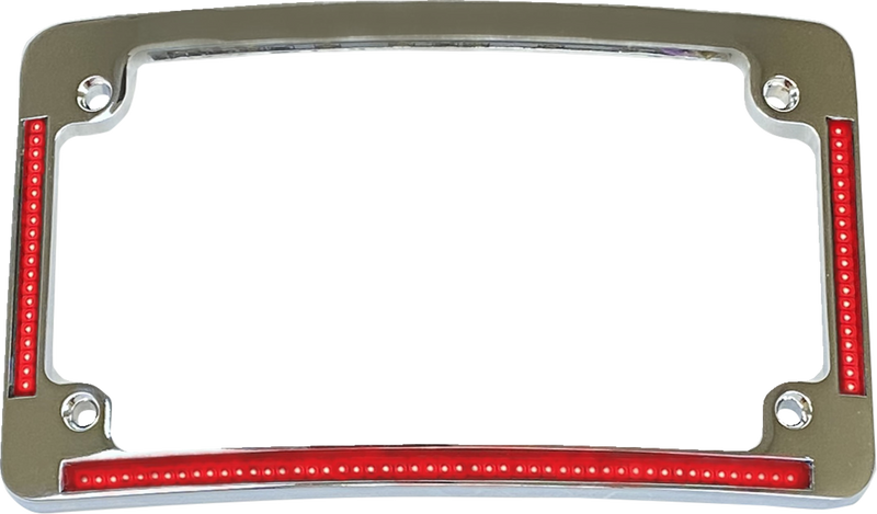 CUSTOM DYNAMICS Radius License Plate Frame with Auxiliary Red LEDs and Tag Illumination - Chrome