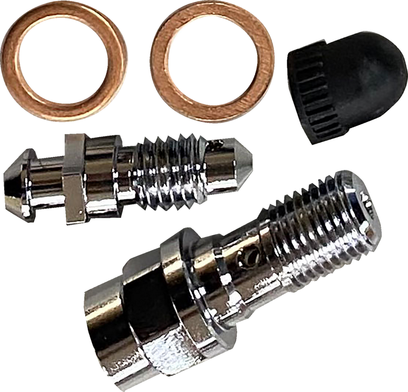 DRAG SPECIALTIES Brake Caliper Bleeder & Banjo Bolt Kit - Chrome - Touring '08-'23