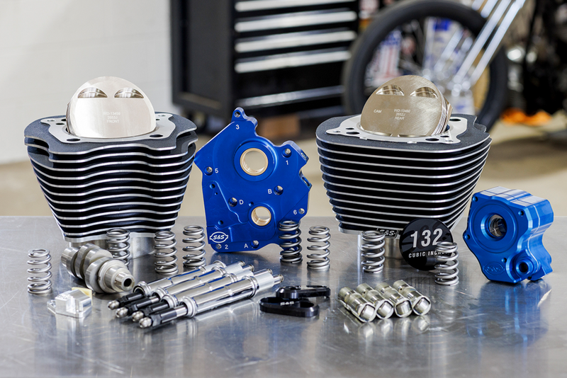 S&S CYCLE 132" Power Package Engine Performance Kit - Chain Drive - Oil Cooled - Highlighted Fins - M8