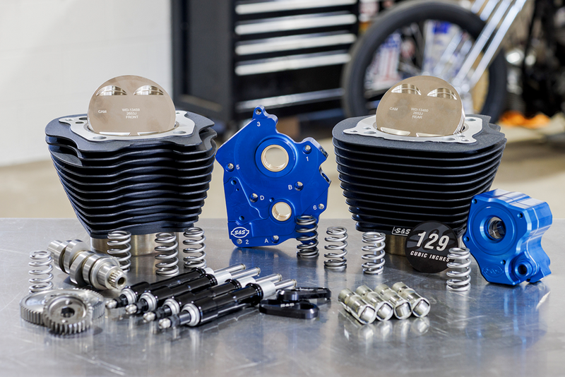 S&S CYCLE 129" Power Package Engine Performance Kit - Gear Drive - Oil Cooled - Non-Highlighted Fins - M8