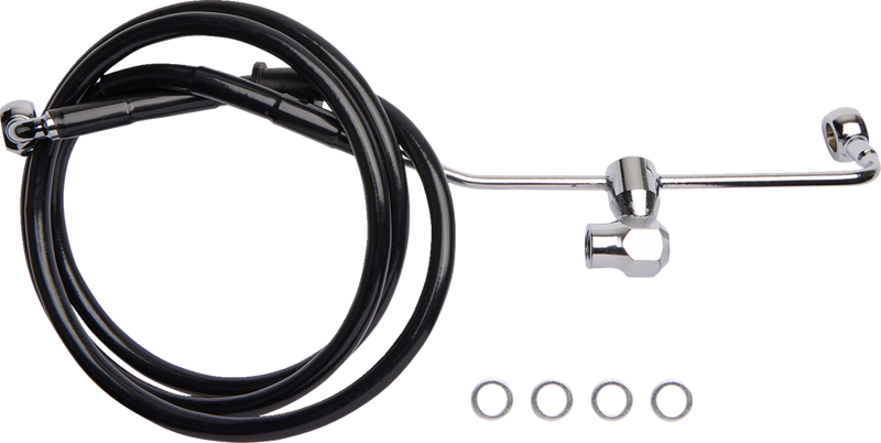 DRAG SPECIALTIES Brake Line - Rear - Non-ABS - Black - FLH/FLT '14-'19
