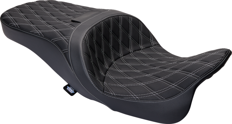 DRAG SPECIALTIES Freedom Seat - Vinyl - Double Diamond Silver Stitch - Touring '09-'23