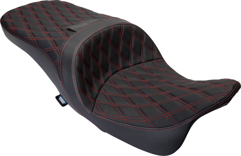 DRAG SPECIALTIES Freedom Seat - Vinyl - Double Diamond Red Stitch - Touring '09-'23