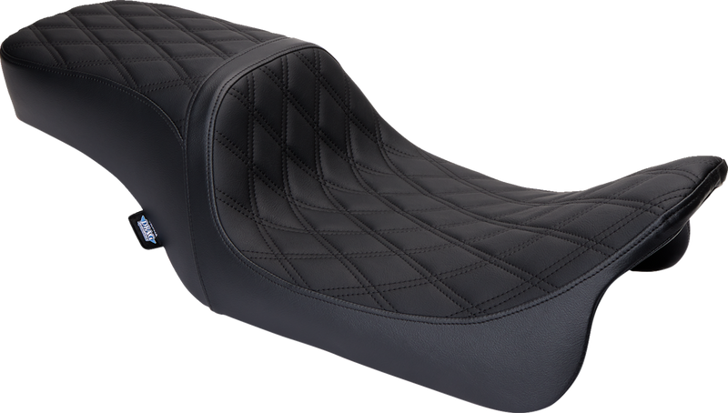 DRAG SPECIALTIES Predator II Double Diamond Black Stitch Vinyl Seat w/o Backrest - Black - Touring '08-'23