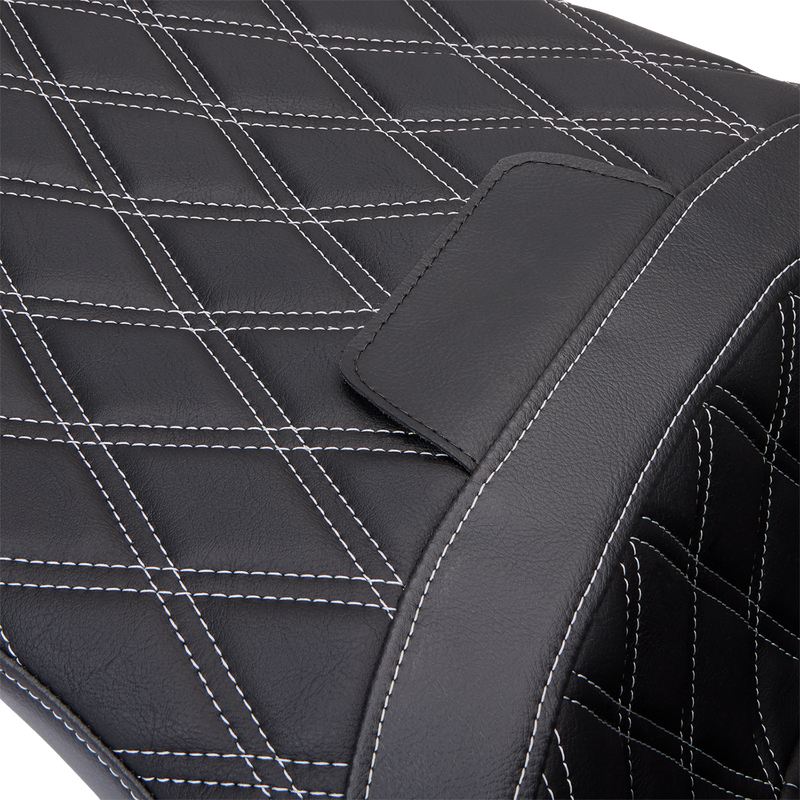 DRAG SPECIALTIES Freedom Seat - Vinyl - Double Diamond Silver Stitch - Touring '09-'23