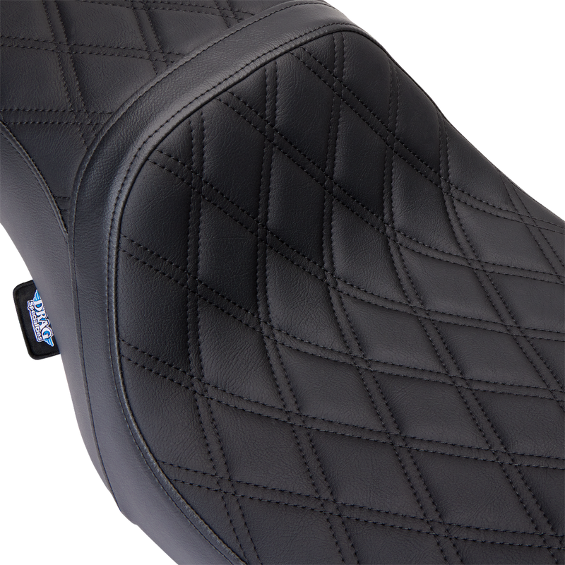 DRAG SPECIALTIES Predator II Double Diamond Black Stitch Vinyl Seat w/o Backrest - Black - Touring '08-'23