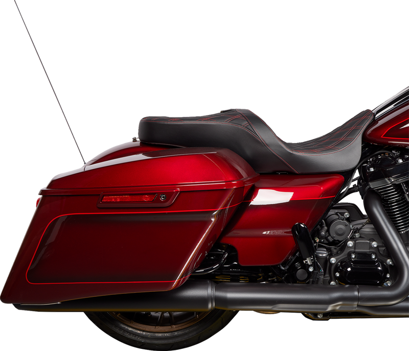 DRAG SPECIALTIES Freedom Seat - Vinyl - Double Diamond Red Stitch - Touring '09-'23