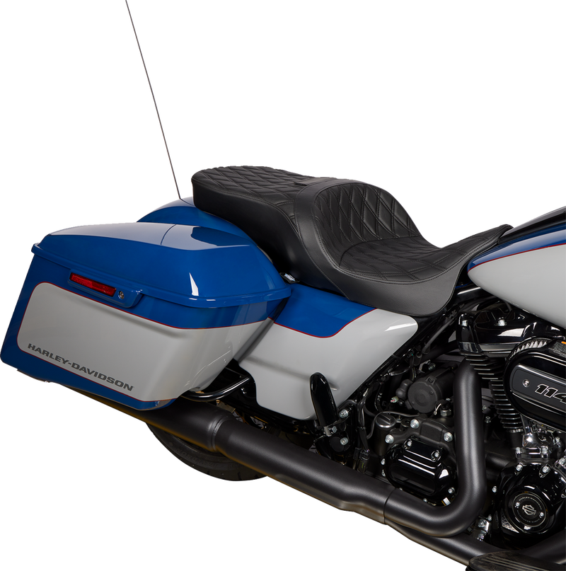 DRAG SPECIALTIES Freedom Seat - Vinyl - Double Diamond - Black Stitch - Touring '09-'23