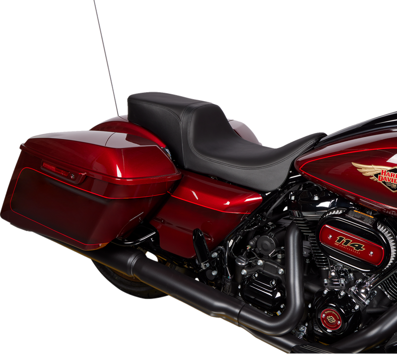 DRAG SPECIALTIES Predator Smooth Solar Leather w/o Backrest 2-Up Seat - Black - Touring '08-'23
