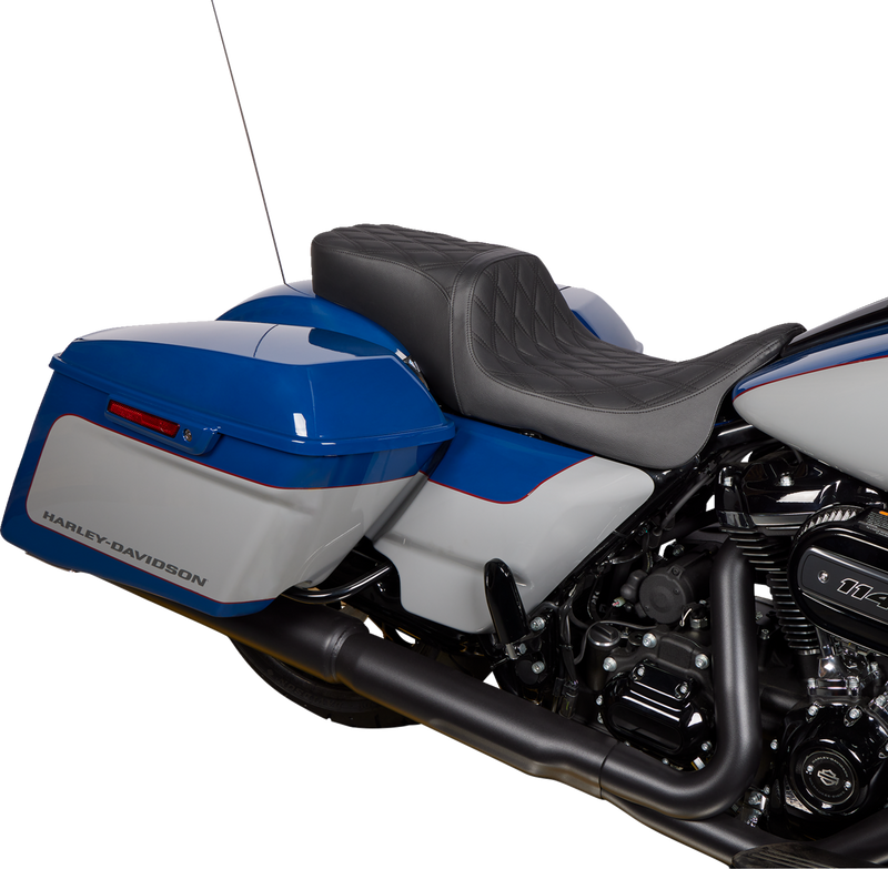 DRAG SPECIALTIES Predator II Double Diamond Black Stitch Vinyl Seat w/o Backrest - Black - Touring '08-'23