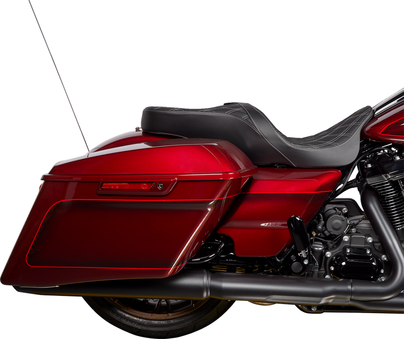 DRAG SPECIALTIES Freedom Seat - Vinyl - Double Diamond Silver Stitch - Touring '09-'23