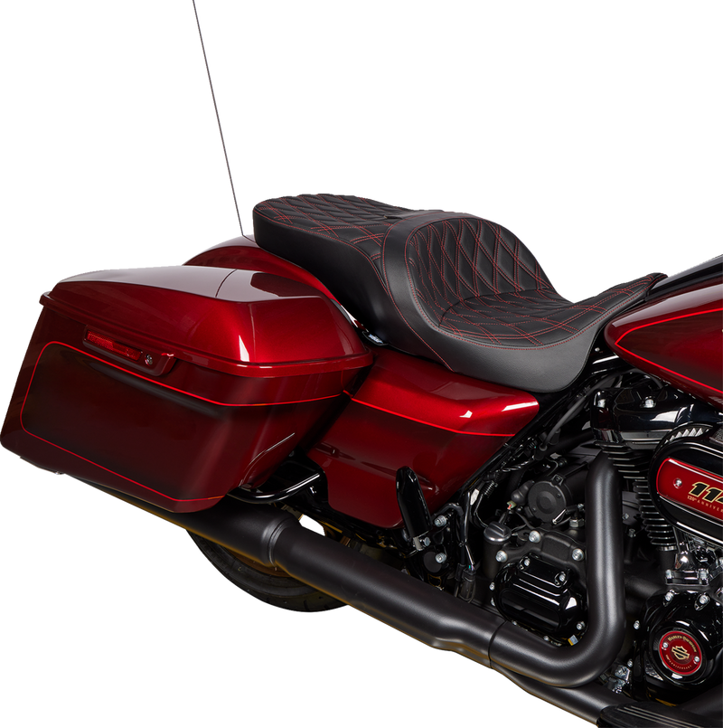 DRAG SPECIALTIES Freedom Seat - Vinyl - Double Diamond Red Stitch - Touring '09-'23