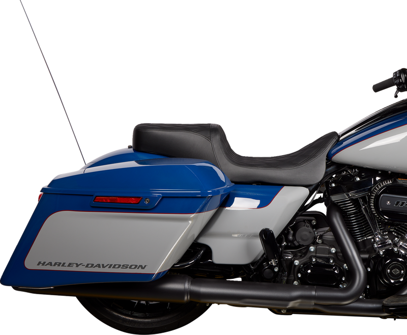 DRAG SPECIALTIES Predator II Double Diamond Black Stitch Vinyl Seat w/o Backrest - Black - Touring '08-'23