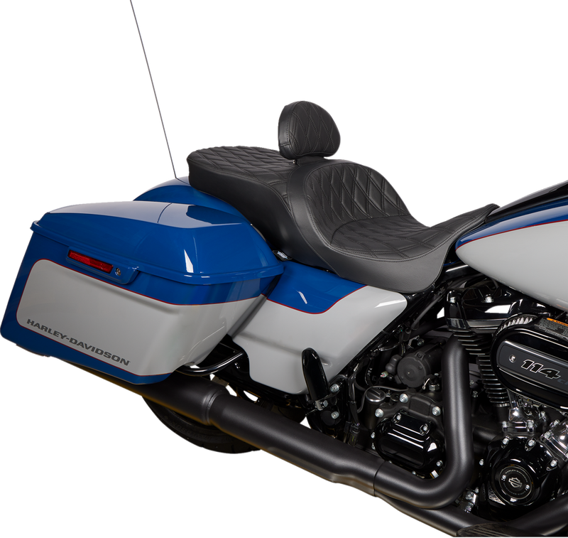 DRAG SPECIALTIES EZ Glide II Backrest - Small - Vinyl - Double Diamond Black Stitch