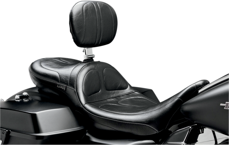 LE PERA Maverick Daddy Long Legs Seat - With Backrest - Black - Stitched - Touring '08-'23