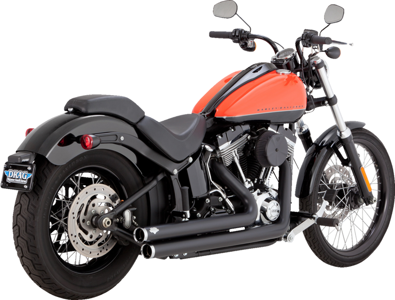 VANCE & HINES Big Shots Staggered Exhaust System - Matte Black - 1986-2009 SOFTAIL MODELS