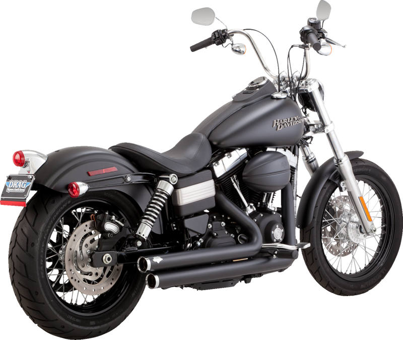 VANCE & HINES Big Shots Staggered Exhaust System - Matte Black - 2006-2009 DYNA MODELS