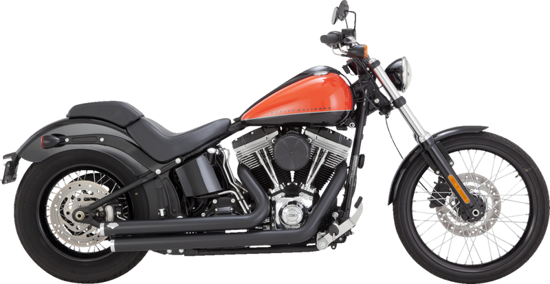 VANCE & HINES Big Shots Staggered Exhaust System - Matte Black - 1986-2009 SOFTAIL MODELS