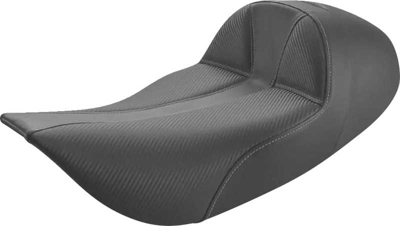 SADDLEMEN Dominator Solo Seat - w/o Backrest - Black Carbon Fiber w/ Gray Stitching - Touring FLHR/FLHX '97-'07