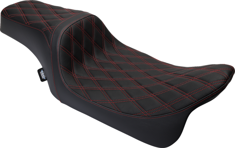 DRAG SPECIALTIES Predator I Double Diamond Red Stitch Vinyl Seat w/o Backrest - Black - Touring '08-'23