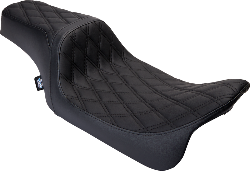 DRAG SPECIALTIES Predator 1-Up Seat - Vinyl - Double Diamond Black Stitch - Touring '08-'23