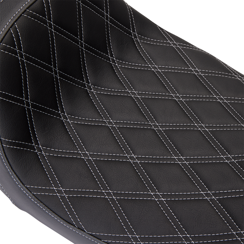 DRAG SPECIALTIES Predator 1-Up Seat - Vinyl - Double Diamond Silver Stitch - Touring '08-'23