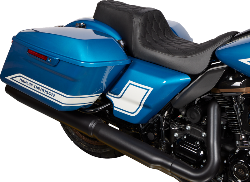 DRAG SPECIALTIES Predator 1-Up Seat - Vinyl - Double Diamond Black Stitch - Touring '08-'23