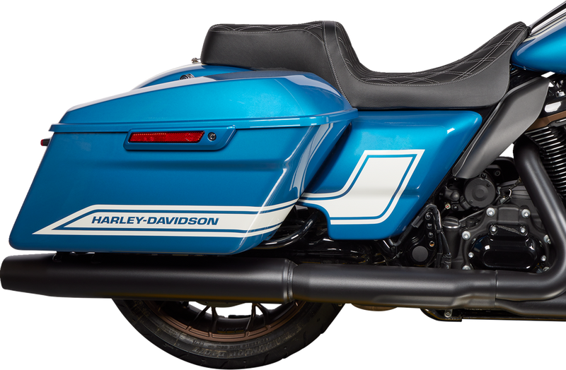 DRAG SPECIALTIES Predator 1-Up Seat - Vinyl - Double Diamond Silver Stitch - Touring '08-'23