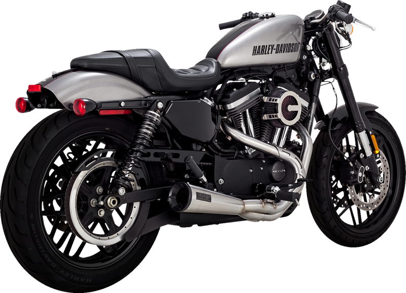 VANCE & HINES 2-into-1 Upsweep Exhaust System - Stainless Steel - 2004-2013 SPORTSTER MODELS
