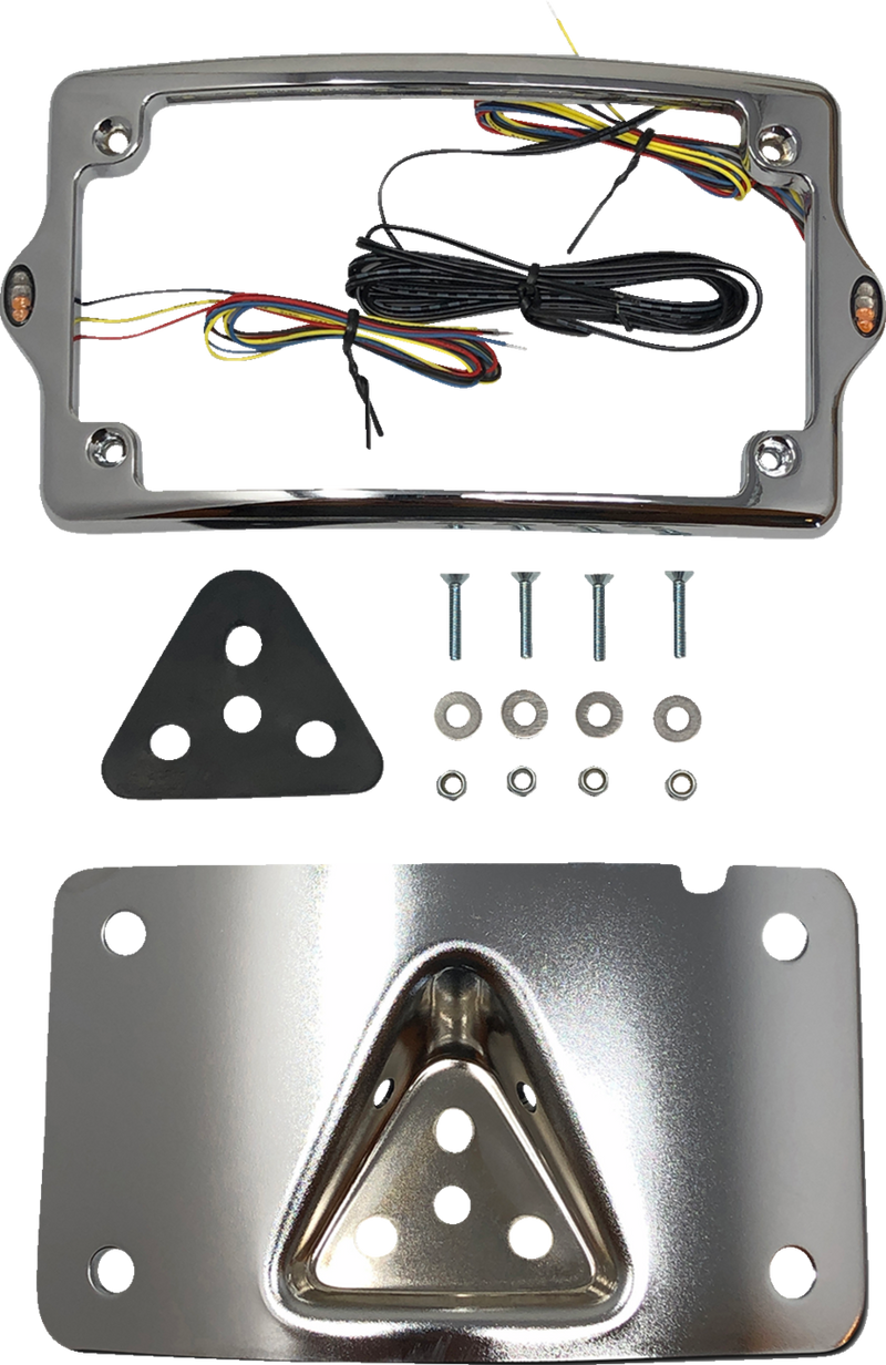KODLIN USA LICENSE PLATE KIT - AMBER/RED/WHITE - CHROME