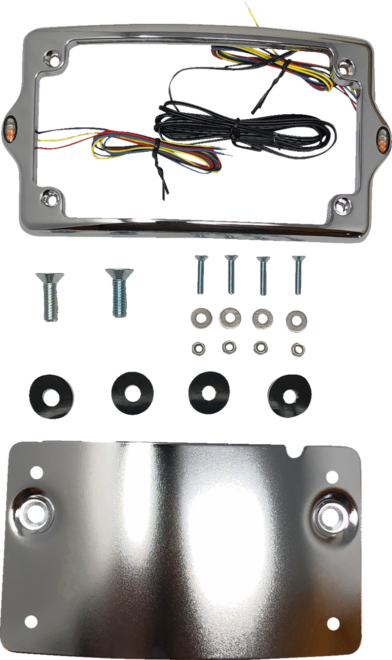 KODLIN USA LICENSE PLATE KIT - AMBER/RED/WHITE - CHROME