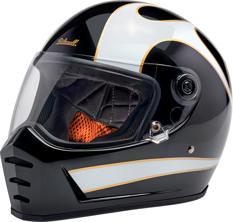 BILTWELL Lane Splitter Helmet - Gloss Black/White Flames