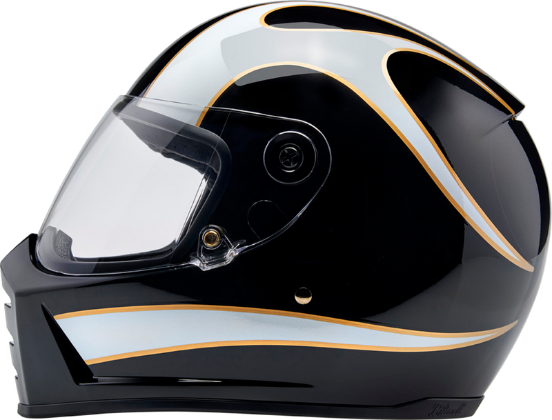BILTWELL Lane Splitter Helmet - Gloss Black/White Flames