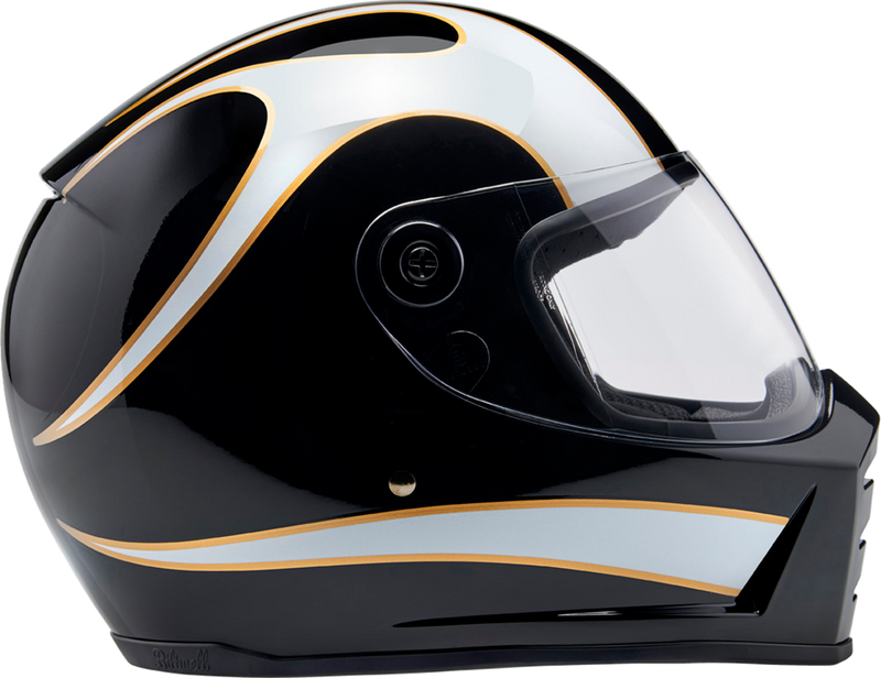 BILTWELL Lane Splitter Helmet - Gloss Black/White Flames