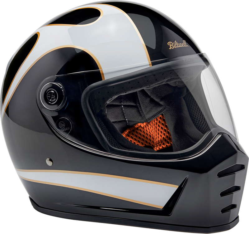 BILTWELL Lane Splitter Helmet - Gloss Black/White Flames