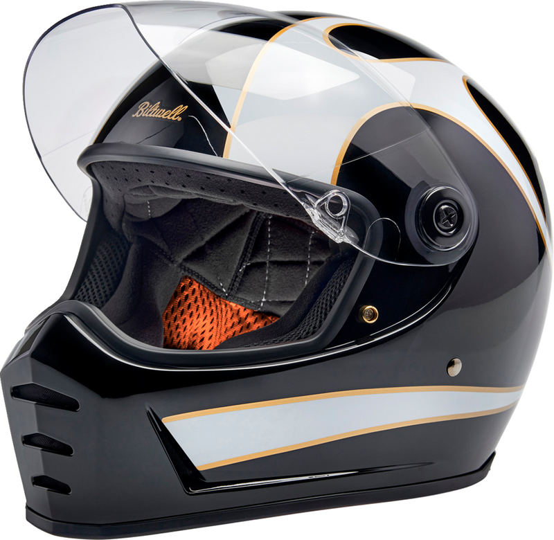 BILTWELL Lane Splitter Helmet - Gloss Black/White Flames